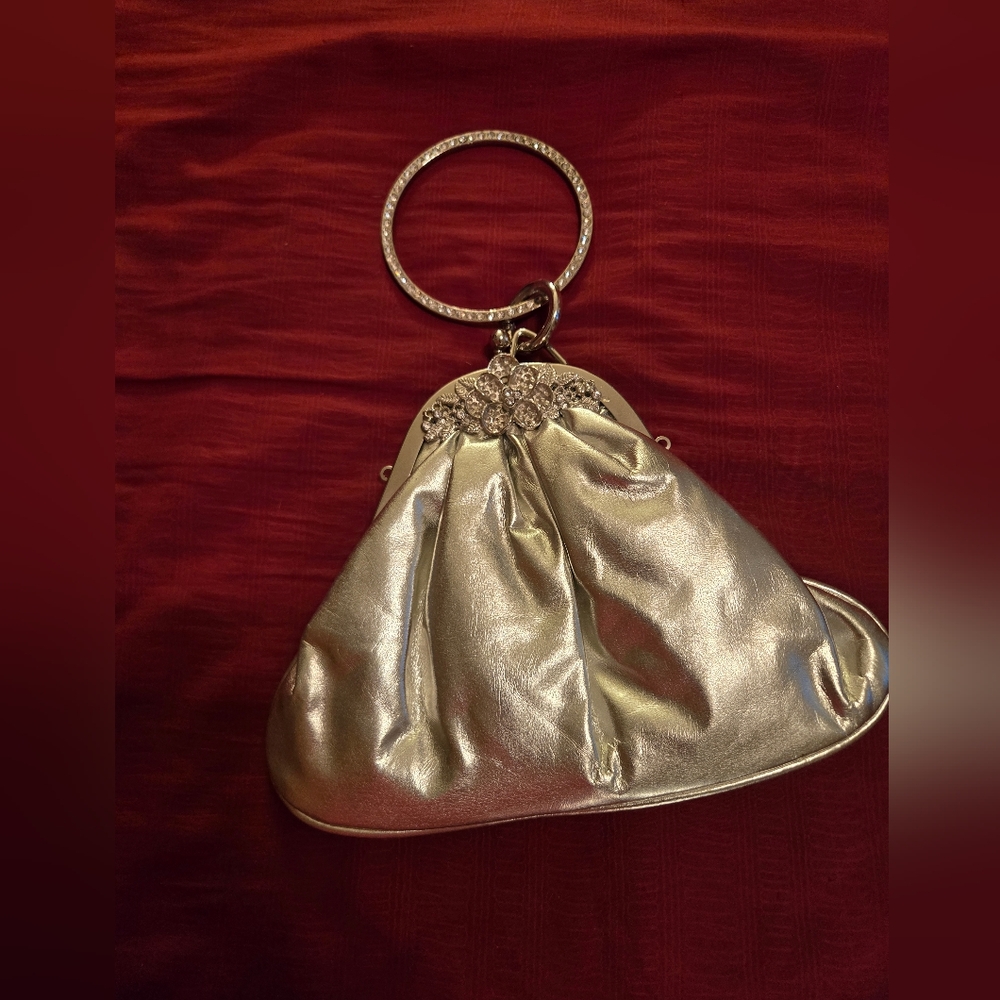2 beautiful evening bags, one with a long chain and one with a bracelet handle.